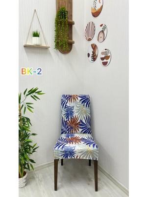 Desenli Baskılı Kadife Elastik Esnek Sandalye Koruyucu Örtü - Model Bk-02 - Dört Adet