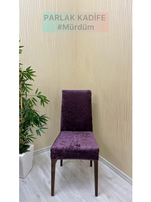 Parlak Kadife Kumaş Standart Işıltılı Lüks Sandalye Koruyucu Örtüsü - Mürdüm - Iki Adet
