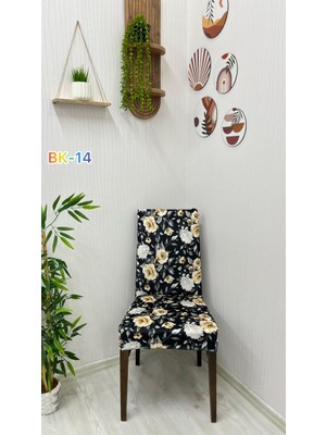 Desenli Baskılı Kadife Elastik Esnek Sandalye Koruyucu Örtü - Model Bk-14 - Bir Adet