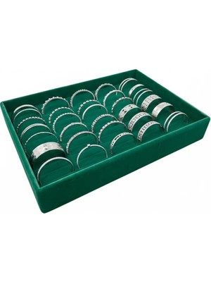 Megass Dekor Süet Kumaş Yeşil Renk 34/24 cm Batırmalı Bileklik Kelepçe Tablası