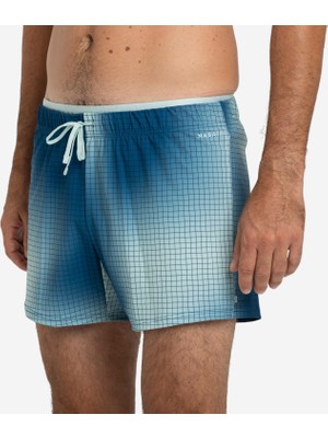 Decathlon Erkek Kısa 16 Inç Havuz Şortu - Mavi - Kamuflaj Desenli - 100 Court