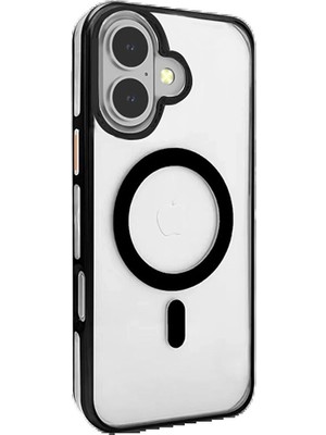 iPhone 16 Gleam Pc Sert Magsafe Kılıf - ŞEFFAF-SIYAH-(5796) - EMTHBA2263-6278