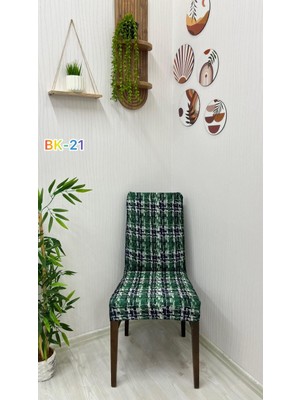 Desenli Baskılı Kadife Elastik Esnek Sandalye Koruyucu Örtü - Model Bk-21 - Üç Adet