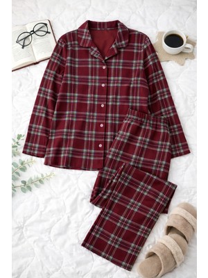 Nisanca Büyük Beden Kışlık Düğmeli Gömlek Pijama Takımı