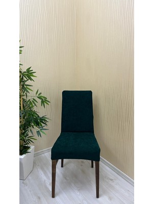 Baby Face Kumaş Lastikli Kaymaz Esnek Sandalye Koruyucu Örtü - Zümrüt Yeşili - Dört Adet