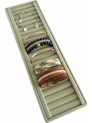 Megass Dekor Süet Kumaş Krem Renk 34/11 cm Kelepçe-Bileklik Sergileme Standı