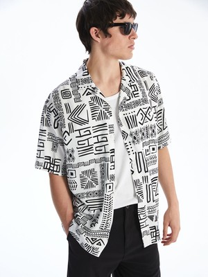 Lc Waikiki Yeni Sezon Regular Fit Kısa Kollu Desenli Viskon Erkek Gömlek