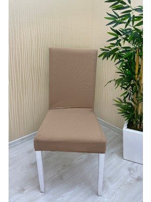 Mikro Kumaş Lastikli Kaymaz Esnek Sandalye Koruyucu Örtü - Sütlü Kahve - Iki Adet
