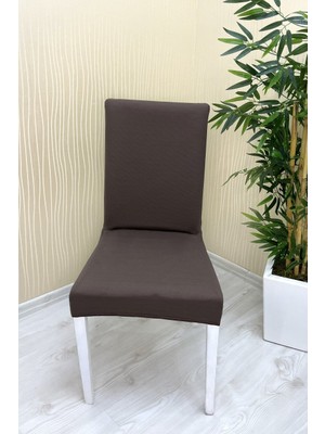 Mikro Kumaş Lastikli Kaymaz Esnek Sandalye Koruyucu Örtü - Kahverengi - Bir Adet