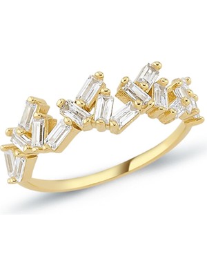 Oroline Jewelry 14 Ayar Baget Taşlı Modern Kadın Altın Yüzük