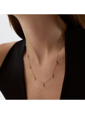 Aja Eloria Sıralı Çok Taşlı Altın Kolye