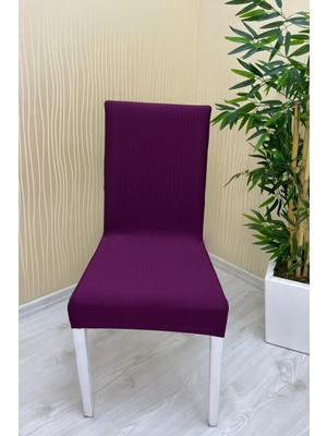 Mikro Kumaş Lastikli Kaymaz Esnek Sandalye Koruyucu Örtü - Fuşya - Altı Adet