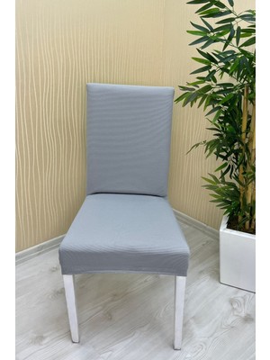 Mikro Kumaş Lastikli Kaymaz Esnek Sandalye Koruyucu Örtü - Açık Gri - Iki Adet