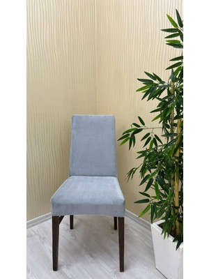 Italyan Süet Kumaş Lastikli Kaymaz Esnek Sandalye Koruyucu Örtü - Açık Gri - Iki Adet