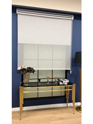 Volper Mekanik VP1075 Çift Mekanizmalı Kırçıllı Tül ve %100 Blackout Işık Geçirmez Stor Perde (Açık Gri)