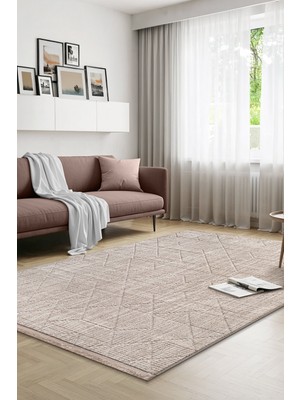 Saraz Halı Yalın Bukle Salon Halısı Hav Vermez Mutfak Halısı  Çocuk Odası Halısı Koridor 5579 Bej