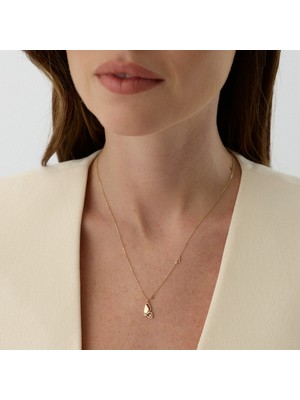 Aja Emeris Yarım Kelebek Figürlü Üç Taşlı Altın Kolye