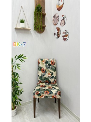 Desenli Baskılı Kadife Elastik Esnek Sandalye Koruyucu Örtü - Model Bk-07 - Bir Adet