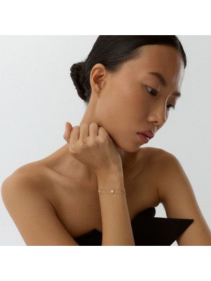 Aja Serave Sıralı Kalp Figürlü Çok Taşlı Çift Boncuk Zincir