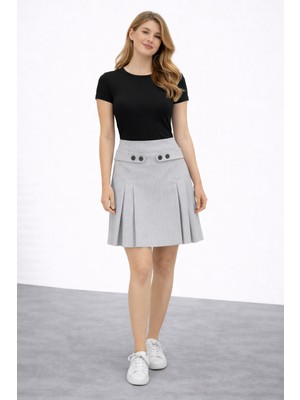 Centilmen White Önü Düğme Detaylı Etek  35081