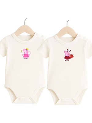 Babytex Bebek Body&zıbın 2li %100 Pamuk Bebek Body Baskılı Bebek Zıbın