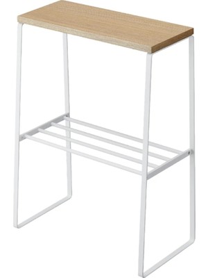 Yamazaki Yan Sehpa Çelik/ahşap 56 cm Beyaz Renk