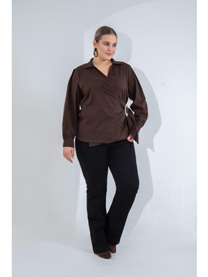 Roxxlen Büyük Beden Kadın Spain Denim Siyah Pantolon