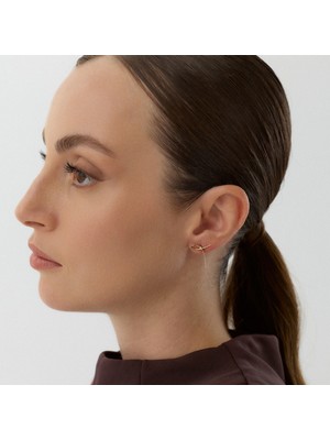 Aja Solara Düğüm Figürlü Sallantılı Pimli Altın Küpe