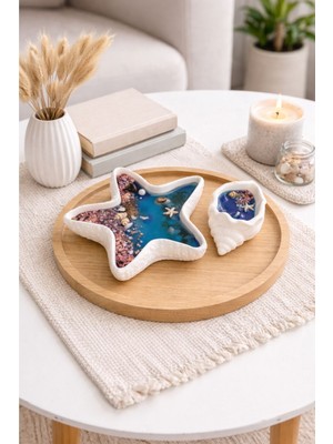 Akanart Deniz Yıldızı ve Kabuk Tasarımlı El Yapımı Beton Mum