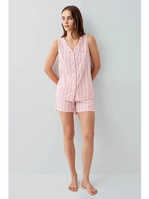 Pierre Cardin V Yaka Önden Düğmeli Askılı Kadın Şort Takım 9152