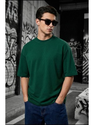 Oksit Benriy Erkek Oversize Basic Bisiklet Yaka Pamuklu T-Shirt Rahat Kesim Unisex Sevgili Kombini