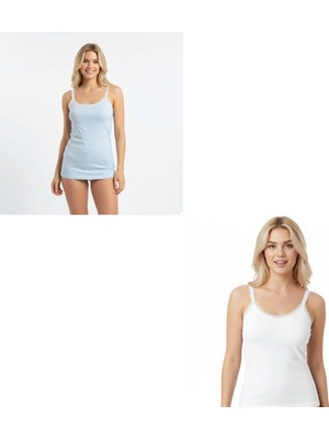 Bonbon Kadın Pamuklu Süs Dantel Askılı 2'li Paket Atlet BB2163