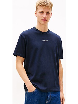 Tommy Hilfiger Erkek Tjm Relaxed Fit Linear Logo Detaylı T-Shirt