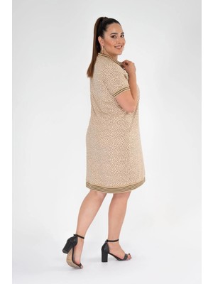 Roxxlen Büyük Beden Kadın Puantiyeli Elbise