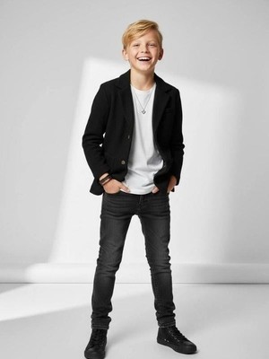 Zekids Erkek Çocuk Dokulu Örme Kumaş Cepli Mevsimlik Ceket