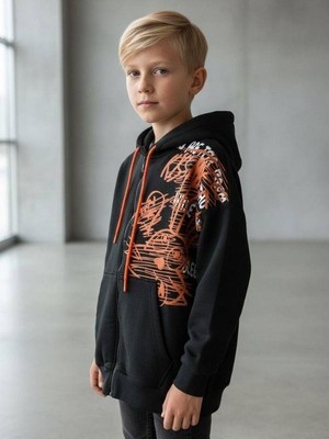 Zekids Çocuk Mevsimlik Tavşan Baskılı Fermuarlı Hırka