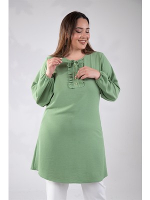 Roxxlen Büyük Beden Kadın Yaka Detaylı Tunik