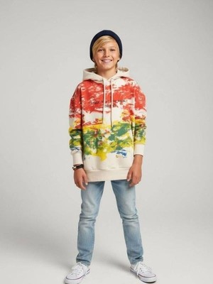 Zekids Erkek Çocuk Batik Desenli Kapüşonlu Sweatshirt