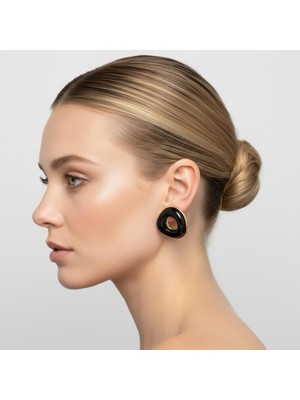 Luyiaccessory Gold Detaylı Siyah Akrilik Küpe