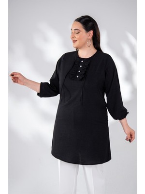 Roxxlen Büyük Beden Kadın Yaka Detaylı Tunik