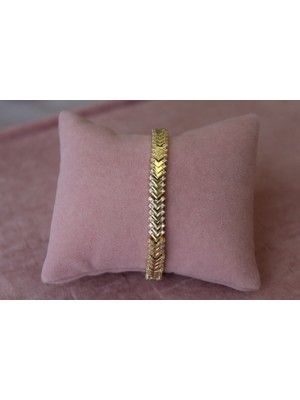 Nuit Balık Sırtı Çelik Bileklik Kararmaz 14K Altın Kaplama