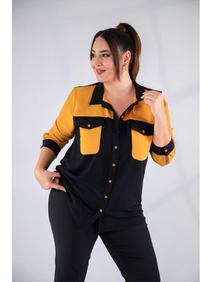 Roxxlen Büyük Beden Kadın Garnili Gömlek