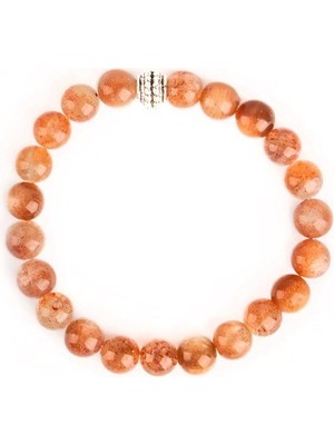 Bütüncül Şifa Güneş Taşı Doğal Taş Bileklik (8mm Küre Kesim)