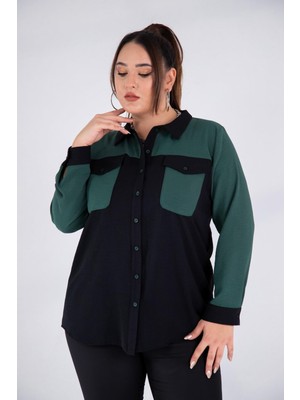 Roxxlen Büyük Beden Kadın Garnili Gömlek