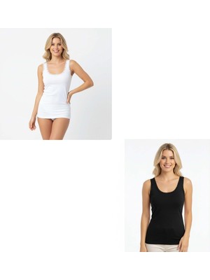 Bonbon Kadın Pamuklu Süs Dantelli Kalın Askılı 2'li Paket Atlet BB2162