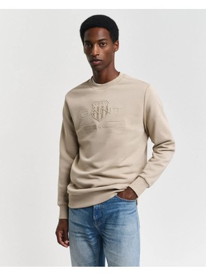 Gant Bisiklet Yaka Logo Dokuma Slim Fit Sweatshirt
