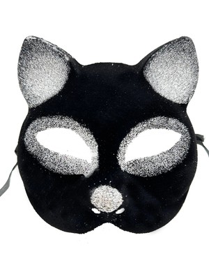 Karahanbey Siyah Gümüş Simli Kedi Maskesi