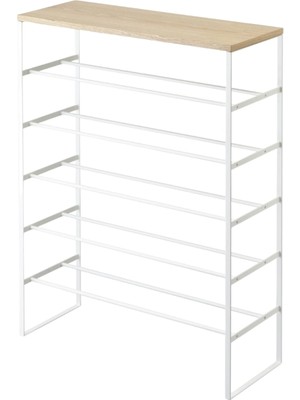 Yamazaki 6 Katlı Ahşap Üstlü Çelik 87 cm Ayakkabılık Beyaz Renk