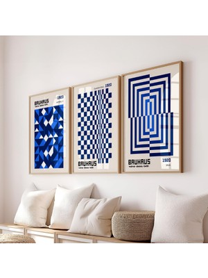 Pam Studio Bauhaus Geometrik 3’lü Tablo Seti – Modern Minimalist Duvar Dekorasyonu