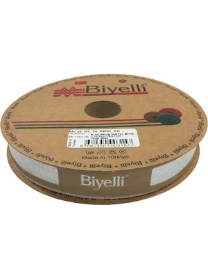 Buffer Biye Simli Katlı kg Gümüş 2 cm 25 Metre %50 Simli % 50 Polyester